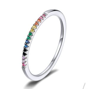 Colorful zircon silver ring