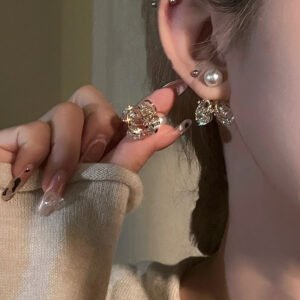 Fashion Personalized Zircon Heart Pearl Earrings Women